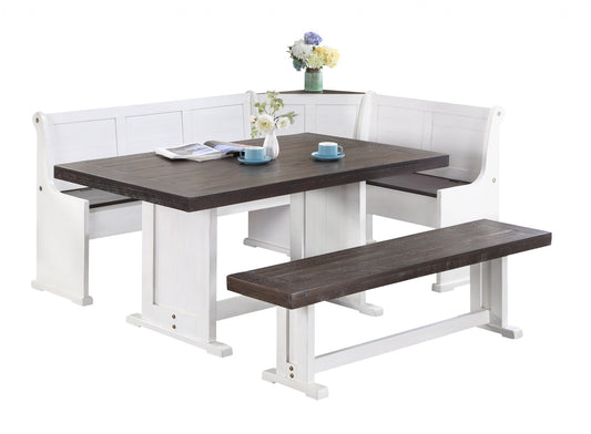 Corona Corner Nook Style Dining Set - Two Tone Finish