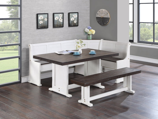 Corona Corner Nook Style Dining Set - Two Tone Finish