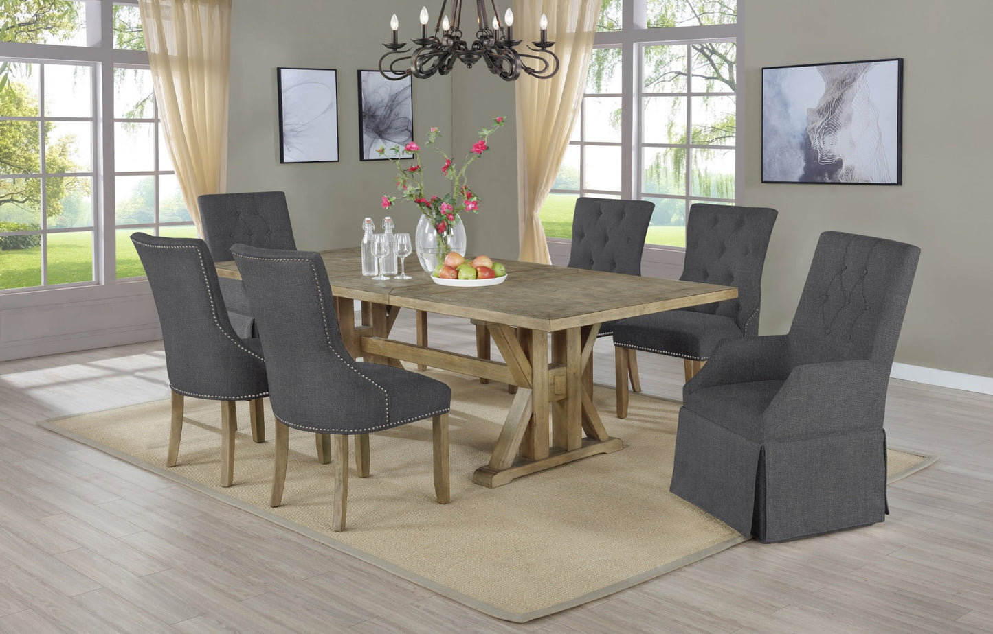 Arlington Classic 7 Pc Dining Collection - Dark Grey or Beige