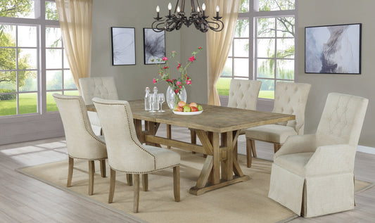 Juego de comedor Arlington de 7 piezas - Sillas beige