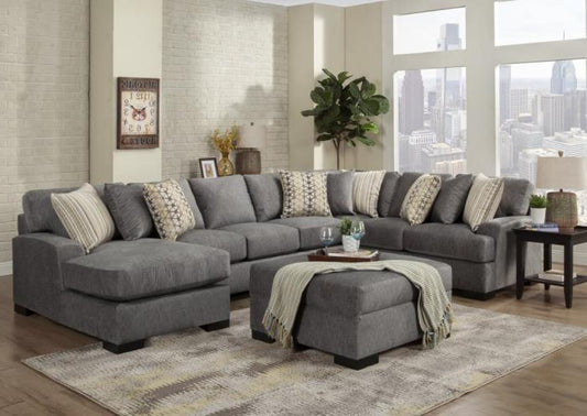 Derby 3 Pc Sectional - Gull Fabric