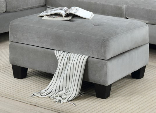 Derby Ottoman - Grey Velvet