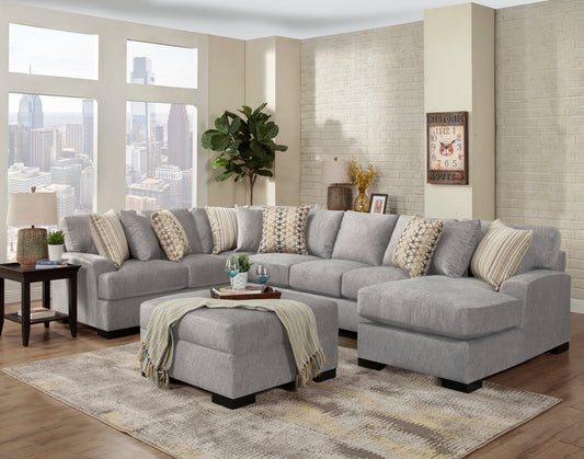 Derby 3 Pc Sectional - Silver or Gull Fabric