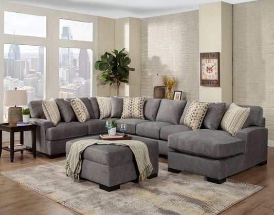 Derby 3 Pc Sectional - Gull Fabric