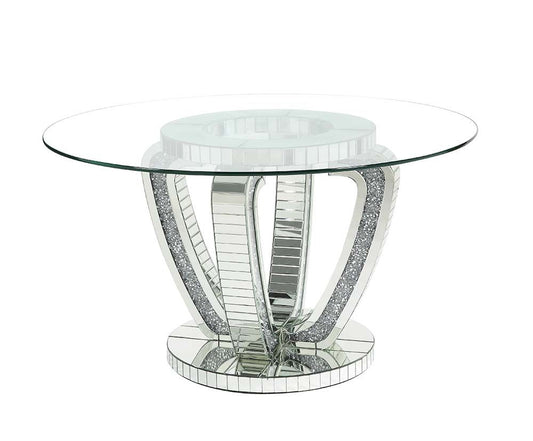 Noralie DN00717 Juego de mesa de comedor redonda de vidrio - Diamantes espejados