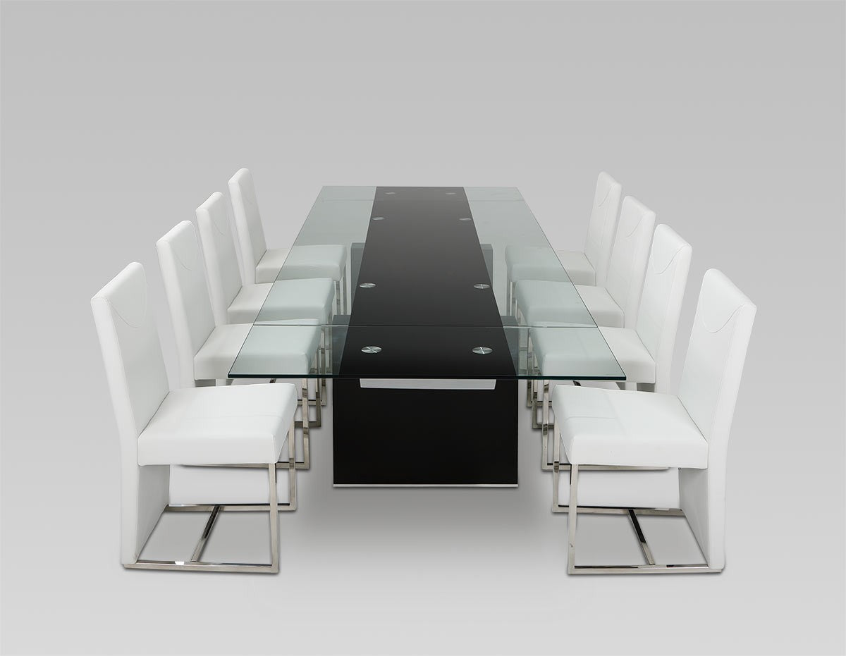 Colección de comedor Modrest Lisbon - Mesa extensible de cristal