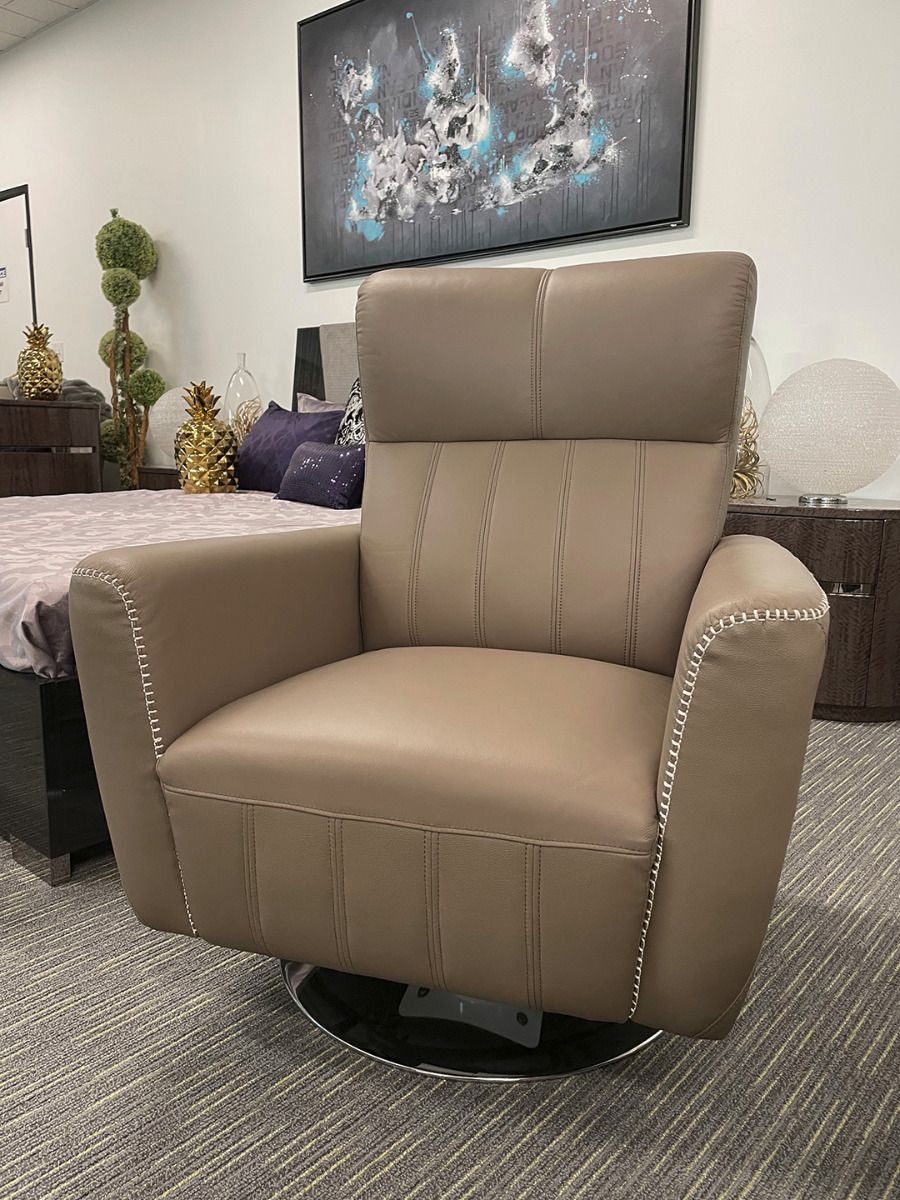 Dark Tan EK-CH538 Genuine Leather Cowhide Swivel Chair