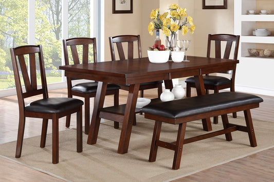 Walnut Finish 6 Pc Dining Set