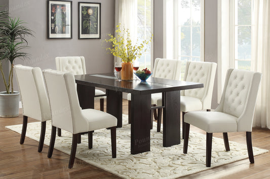 7 Pc Dining Set F2367 - White Chairs