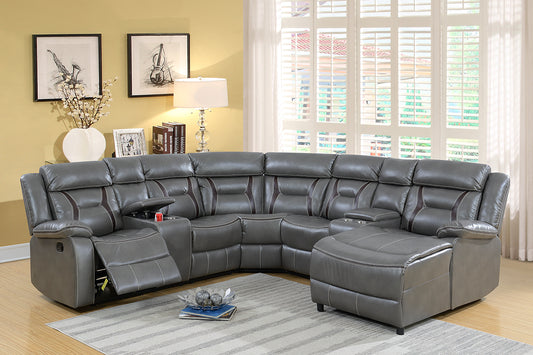 Poundex F6704 Manhattan Sectional - Gray