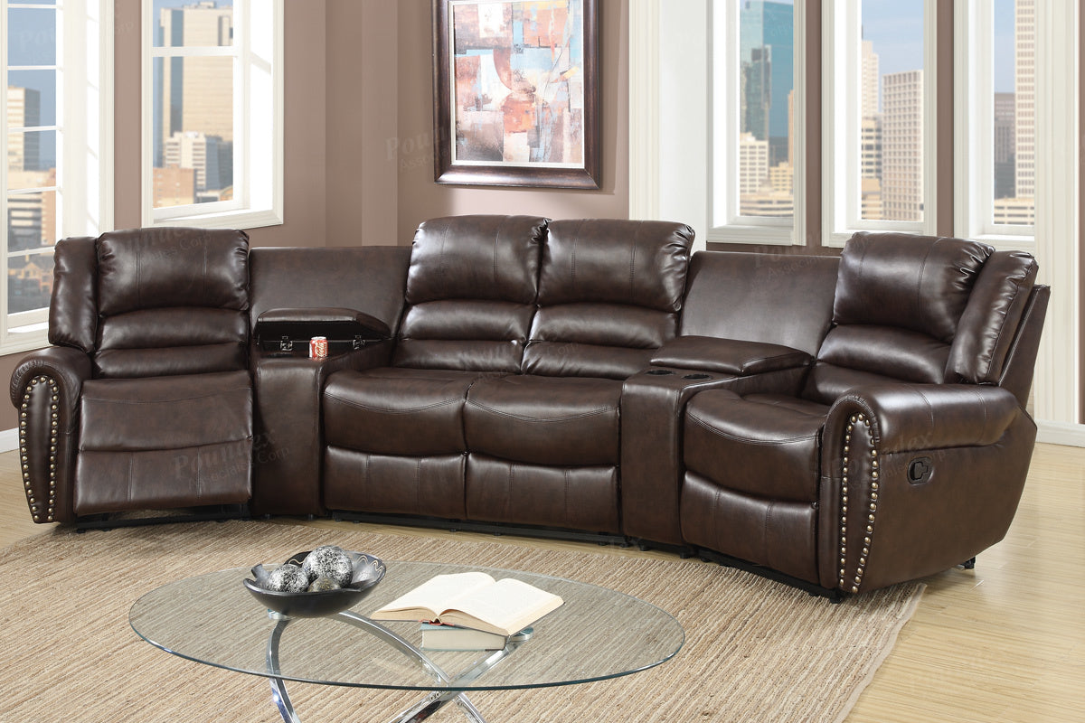 Poundex F6748 Brown Motion Sectional