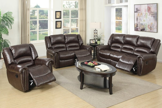 F6754 Poundex 2 Pc Sofa Set Brown