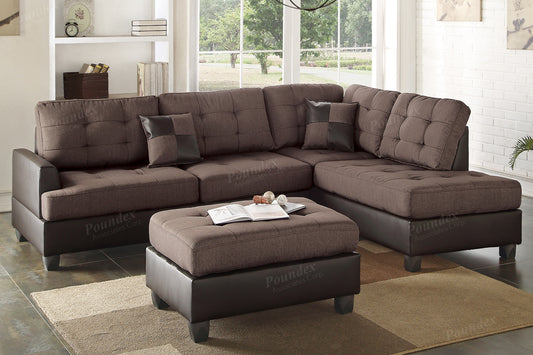 Poundex F6857 Sectional - Chocolate