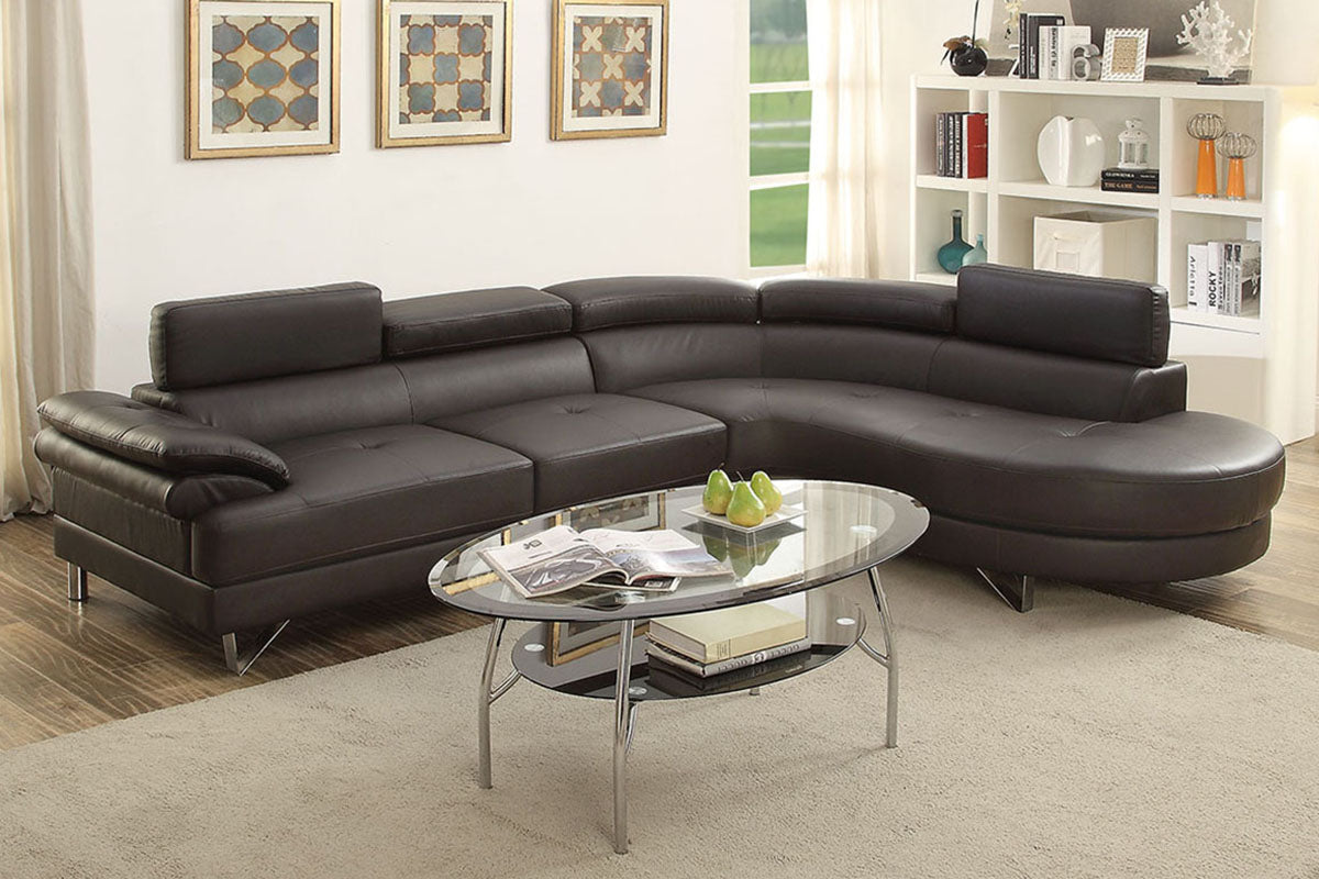 Poundex F6969 Espresso 2 Pc Sectional