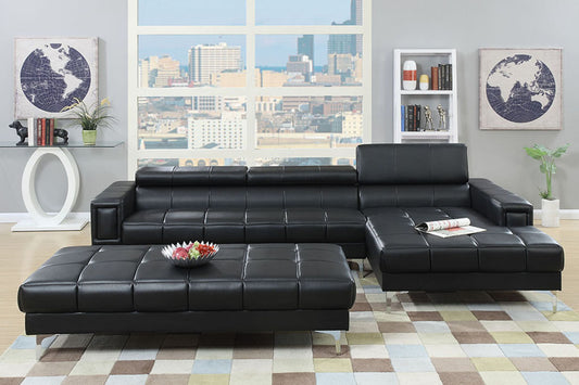 Poundex F7363 Chasma 2 Pc Sectional - Black