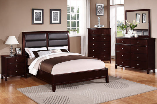 Poundex F9175 Cherry Finish 4 Pc Bedroom Set