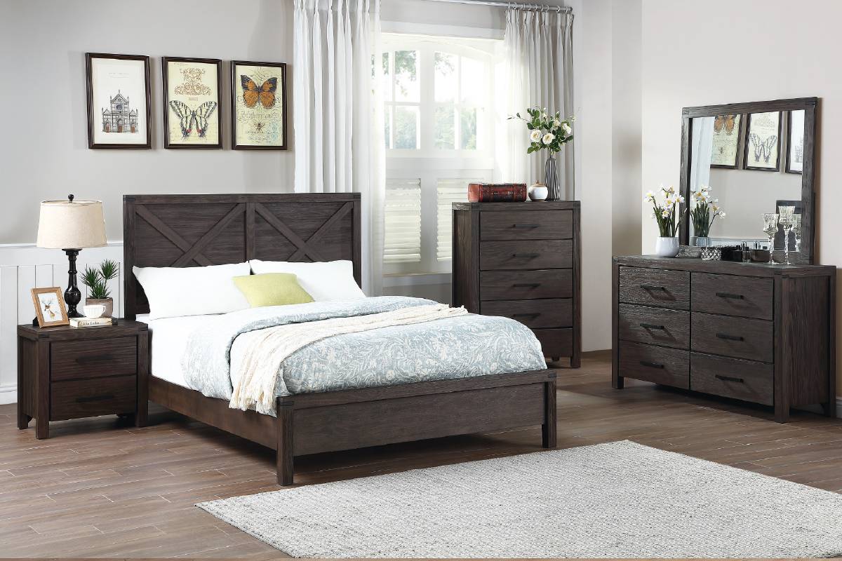 F9547 Colección de dormitorio Poundex Chandler - 100% madera maciza