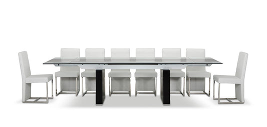 Colección de comedor Modrest Lisbon - Mesa extensible de cristal