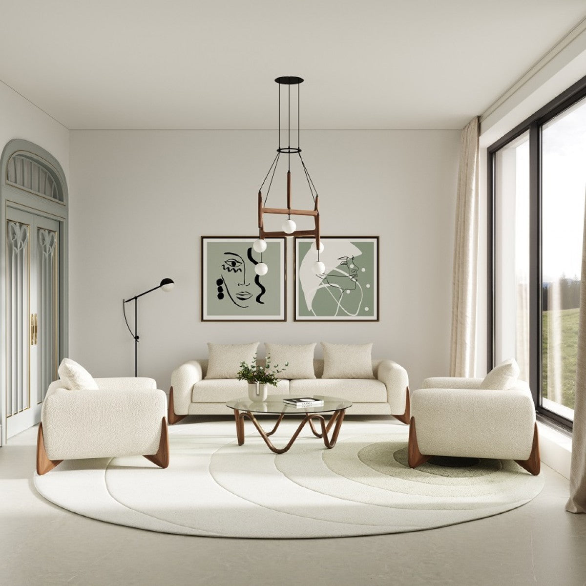 VIG Modrest Fleury - Contemporary Cream Fabric Sofa Collection