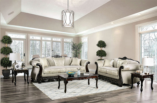 Newdale SM6425 Sofa & Loveseat - Ivory Chenille