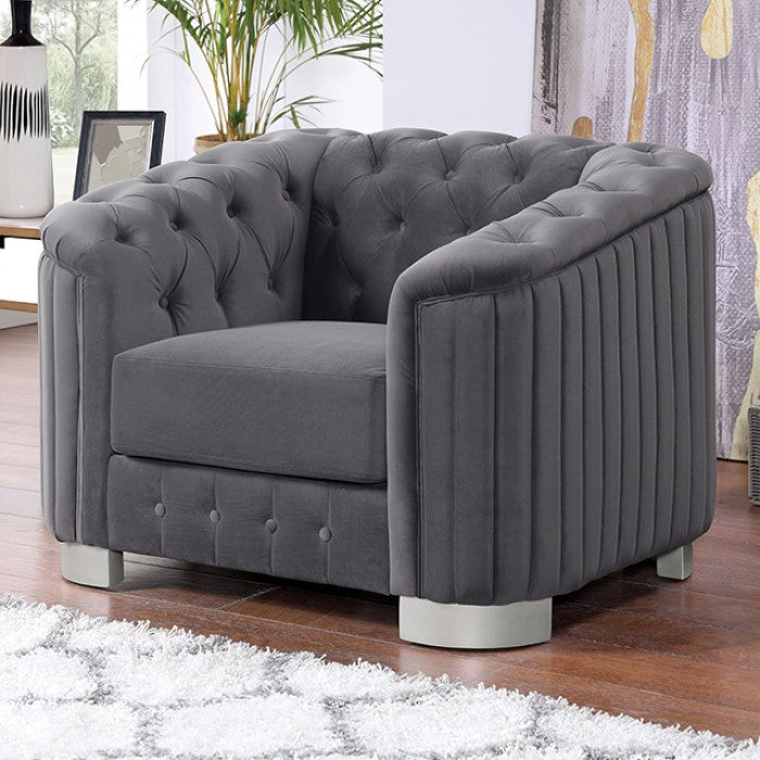 Castellon Glam Gray Chair FOA6475DG-CH