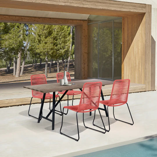 Frinton & Shasta 4 Pc Dining Set - Red Brick Chairs