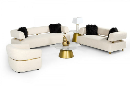 VIG Divani Casa Gannet - Glam Beige Fabric Sofa