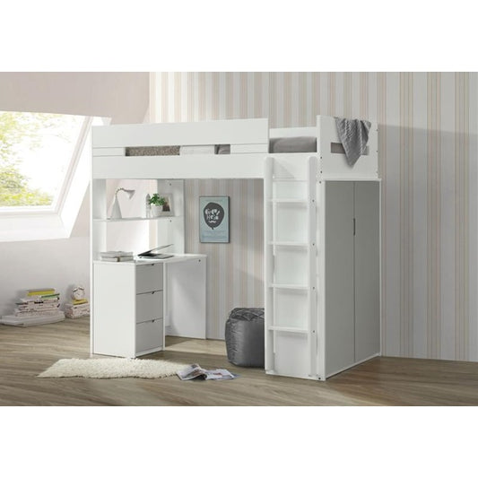 Cama alta Nerice Twin 38050 - Gris/Blanco