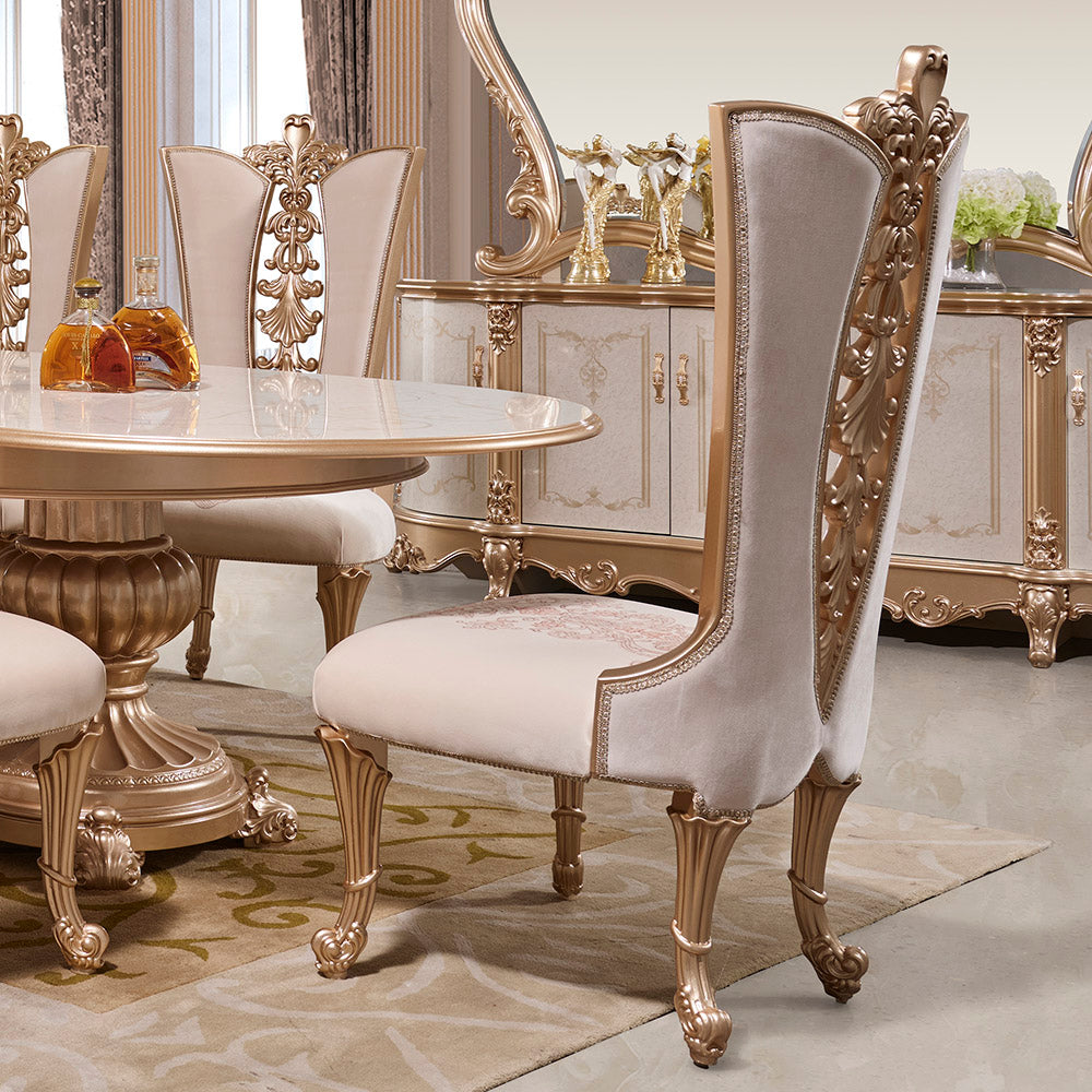 HD-9083 Homey Design 9 Pc Gold Finish Dining Collection