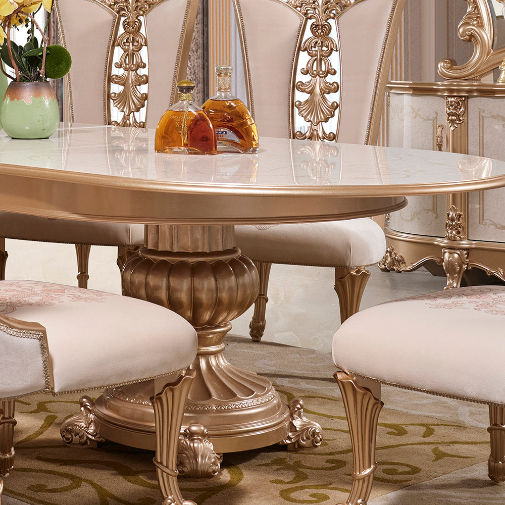 HD-9083 Homey Design 9 Pc Gold Finish Dining Collection