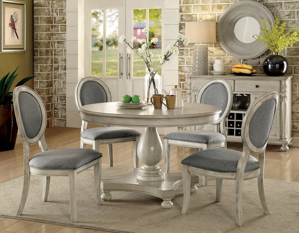 Colección de comedor redondo Kathryn CM3872WH - Blanco antiguo