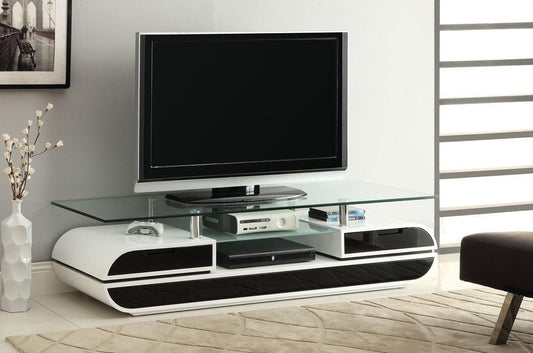 Evos TV Console - Black & White Lacquer Finish