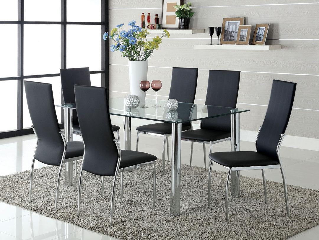 Colección de comedor Kona de 7 piezas - Cromo y vidrio