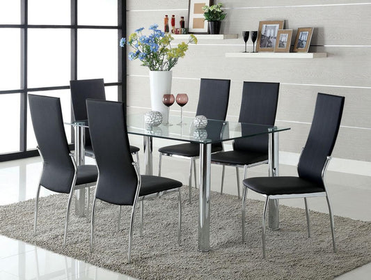 Kona 7 Pc Dining Collection - Chrome & Glass