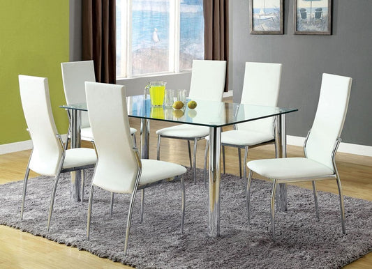 Colección de comedor Kona de 7 piezas - Sillas blancas