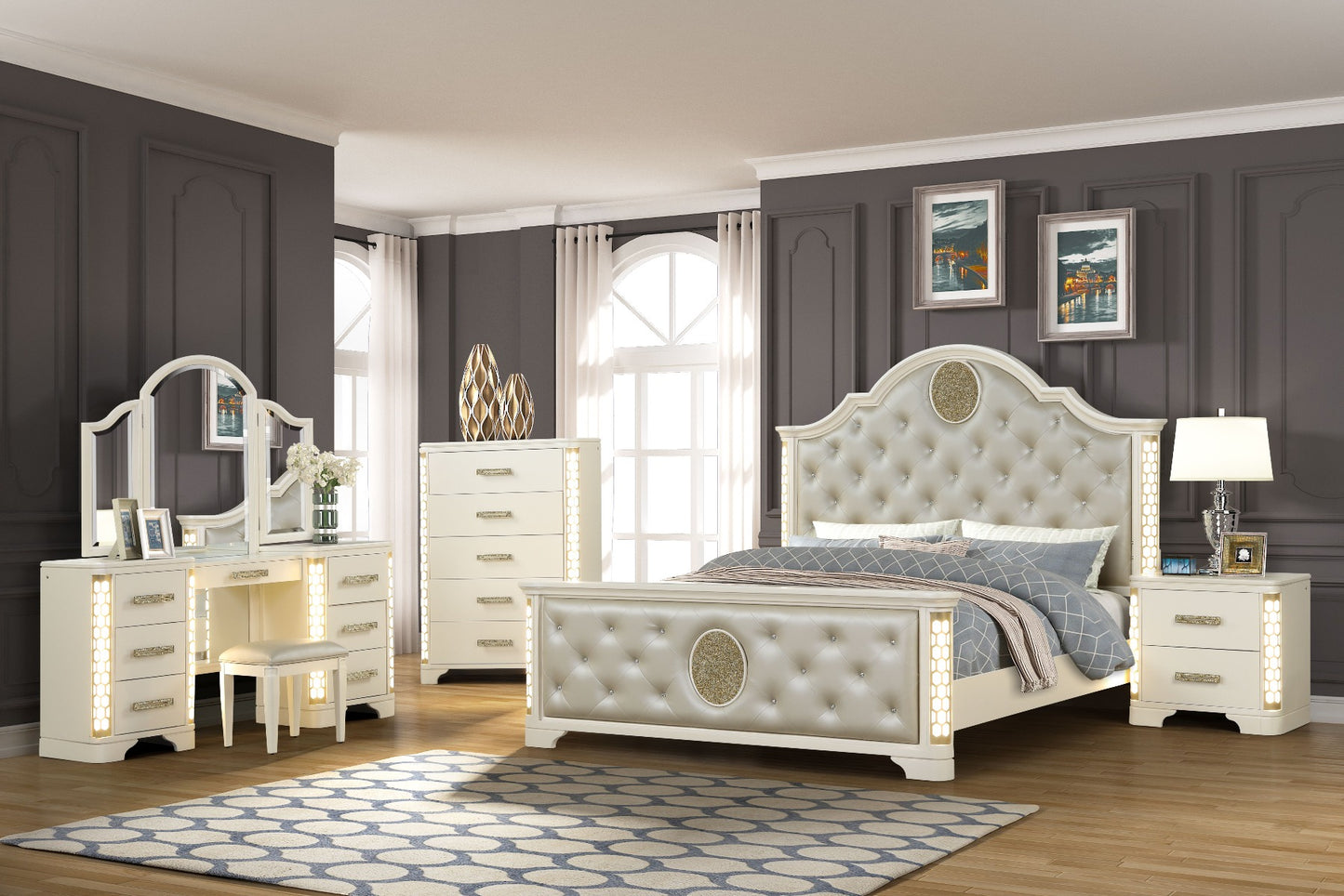 Jasmine Bedroom Collection Beige Finish