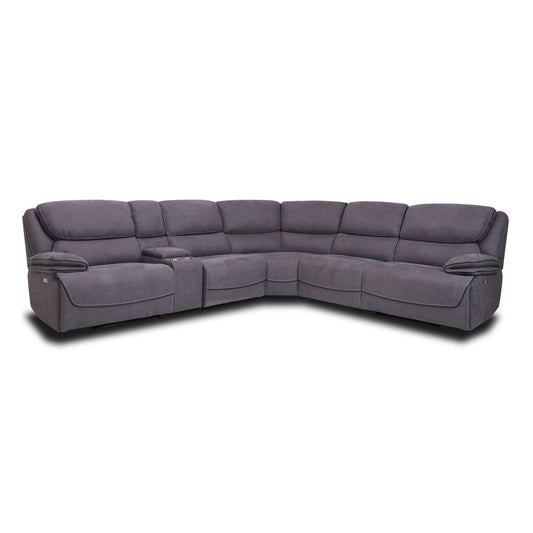 Seccional gris AC Pacific Levi de 6 piezas - 3 sillones reclinables eléctricos