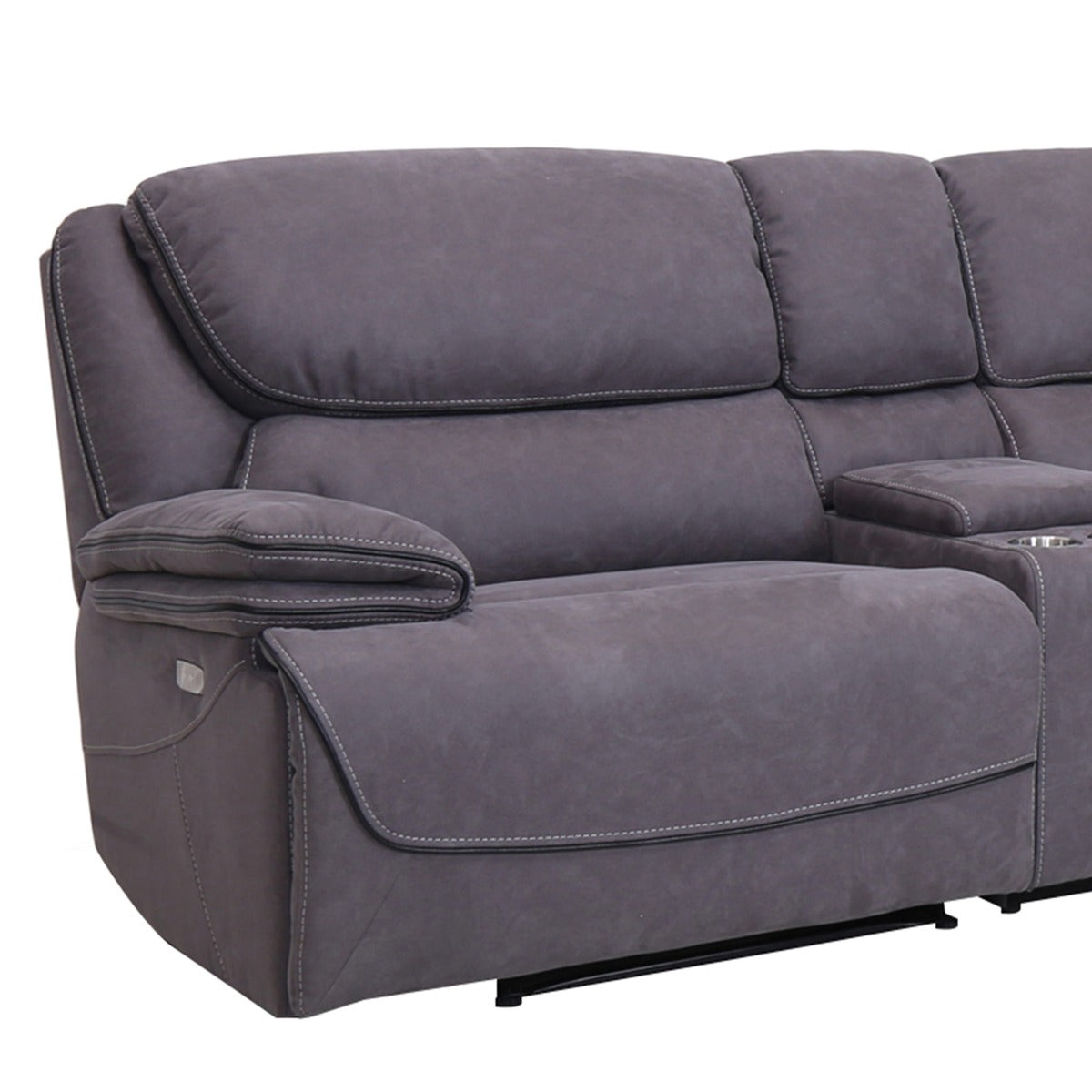 Seccional gris AC Pacific Levi de 6 piezas - 3 sillones reclinables eléctricos