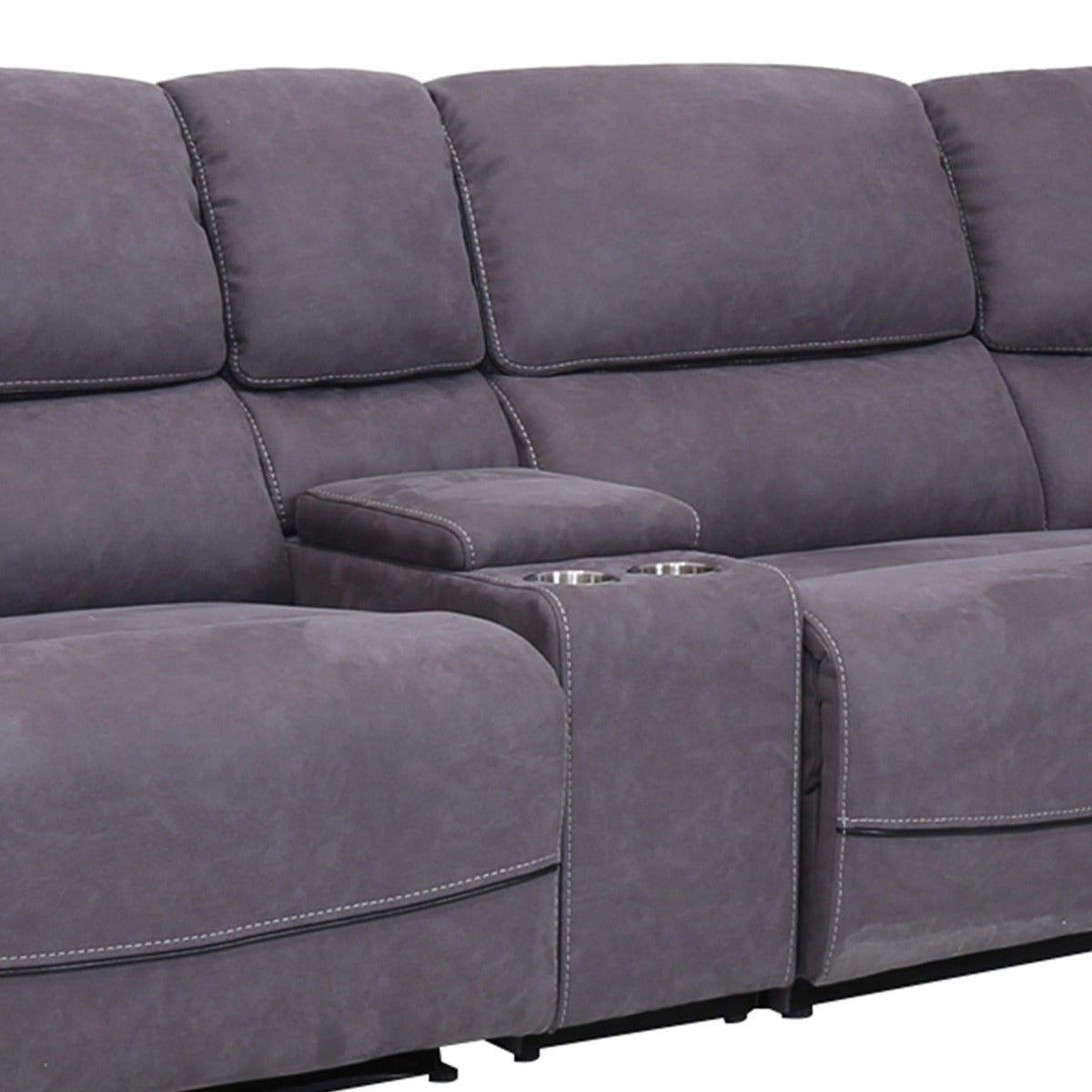 Seccional gris AC Pacific Levi de 6 piezas - 3 sillones reclinables eléctricos