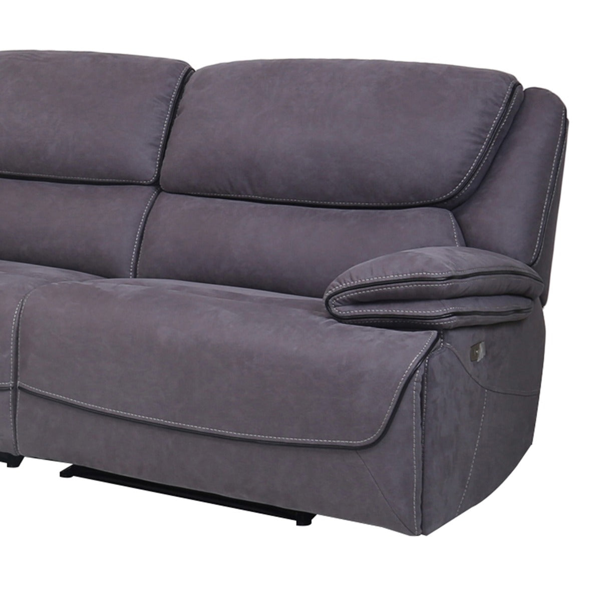 Seccional gris AC Pacific Levi de 6 piezas - 3 sillones reclinables eléctricos