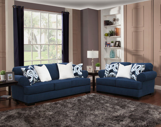 Lia Sofa Collection - Navy or Beach Chenille Fabric