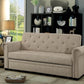 Iona Futon Sofa Bed - Beige Linen Nailhead Trim