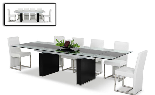 Colección de comedor Modrest Lisbon - Mesa extensible de cristal