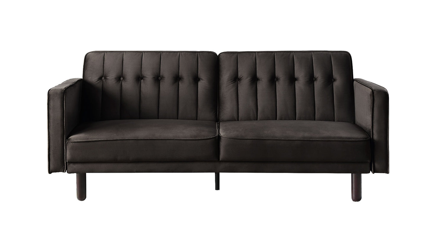 Qinven Futon Sofa Sleeper - Dark Brown Velvet