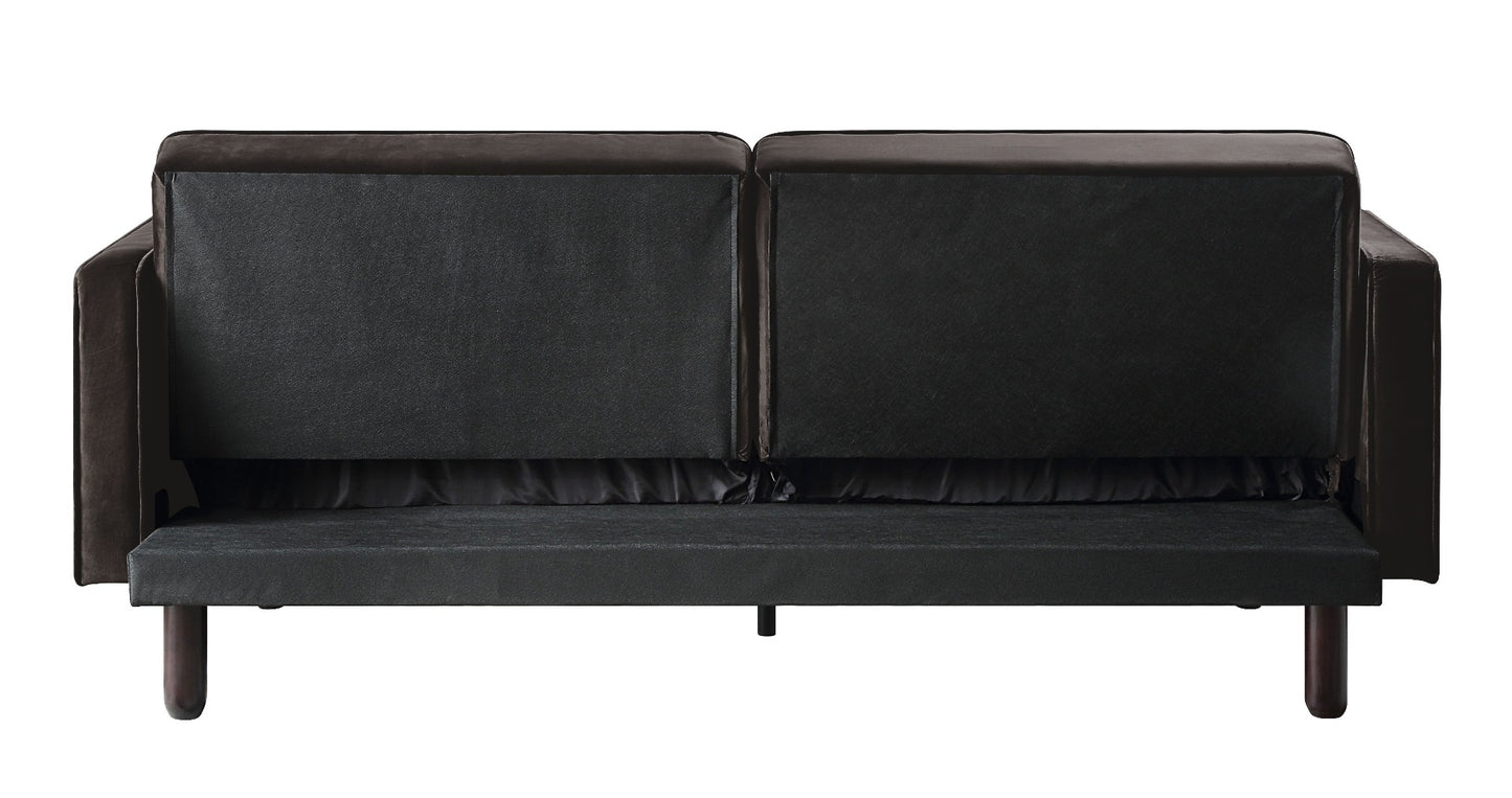 Qinven Futon Sofa Sleeper - Dark Brown Velvet