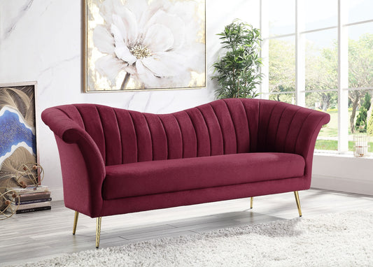 Callista Red Velvet Sofa - Wooden Inner Frame