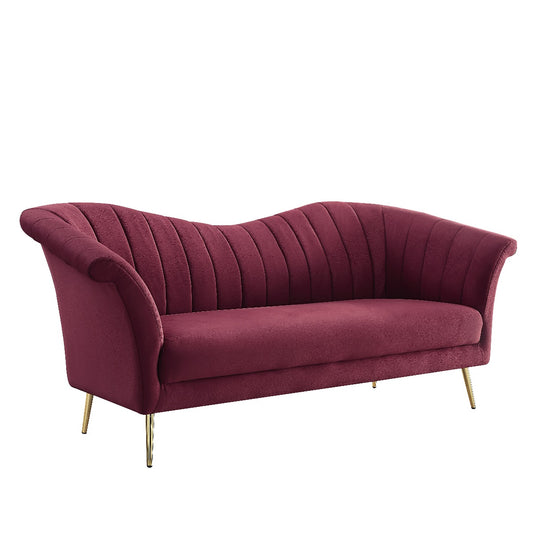 Callista Red Velvet Sofa - Wooden Inner Frame