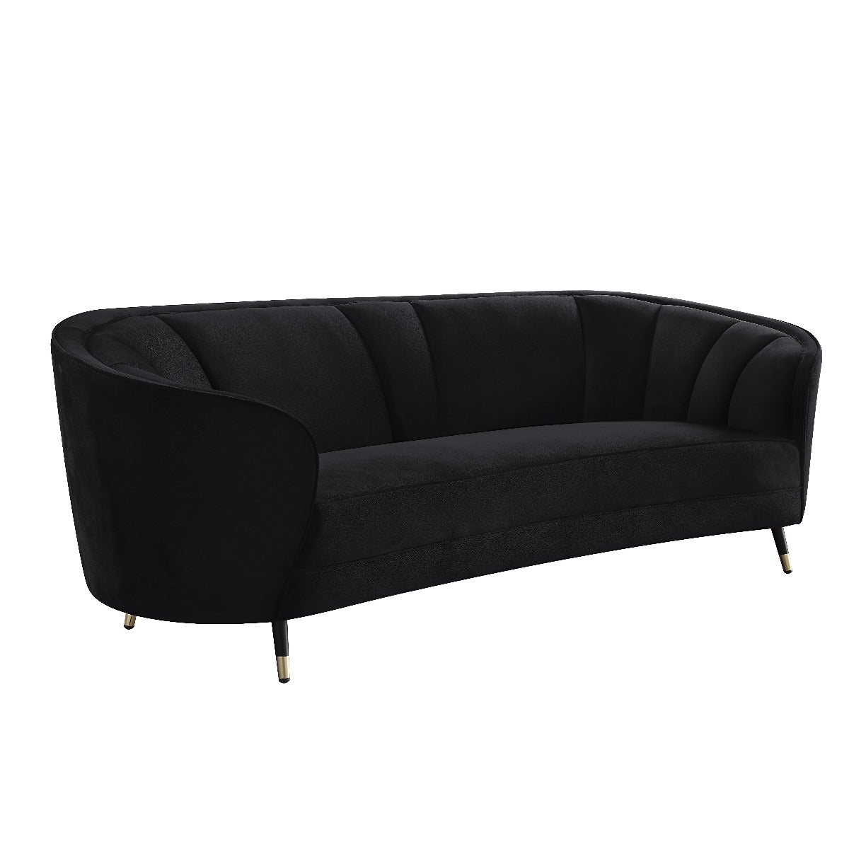 Achim Black Velvet Sofa - Shelter Armrest