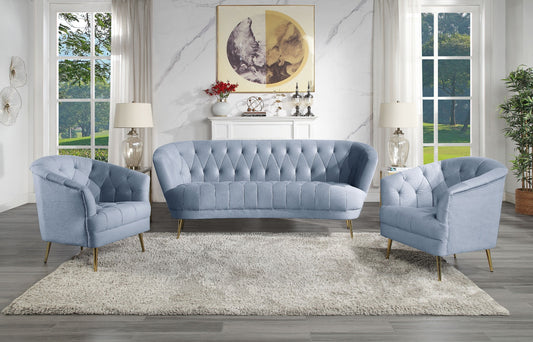 Bayram Light Gray Velvet Living Room Sofa by Acme