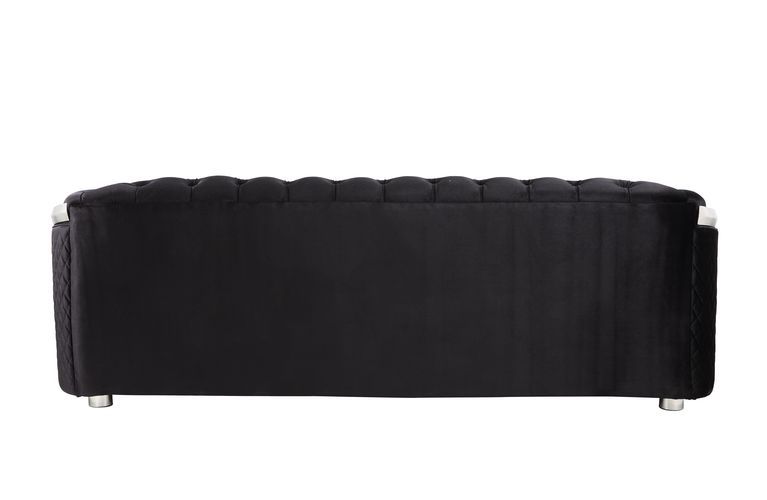 Pyroden LV00296 Sofa Collection - Black Velvet & Chrome Finish